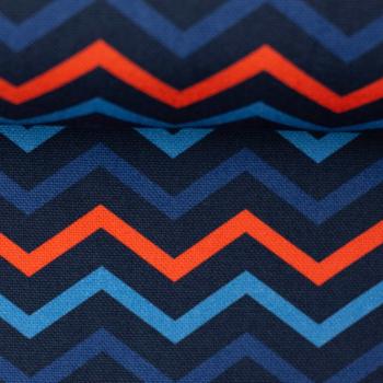 Canvas Heiner mit dem orange blauem Zickzack-Muster (Chevron)